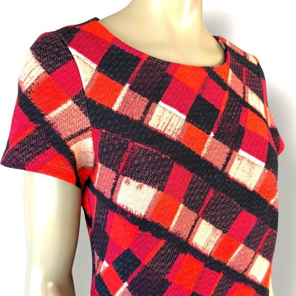 Perceptions NY Geometric Short Sleeves Stretchy Shift Tee Dress Pullover Size 8 - Picture 6 of 12